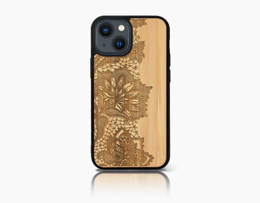 Coque bois-plastique iPhone 13 FLEURS